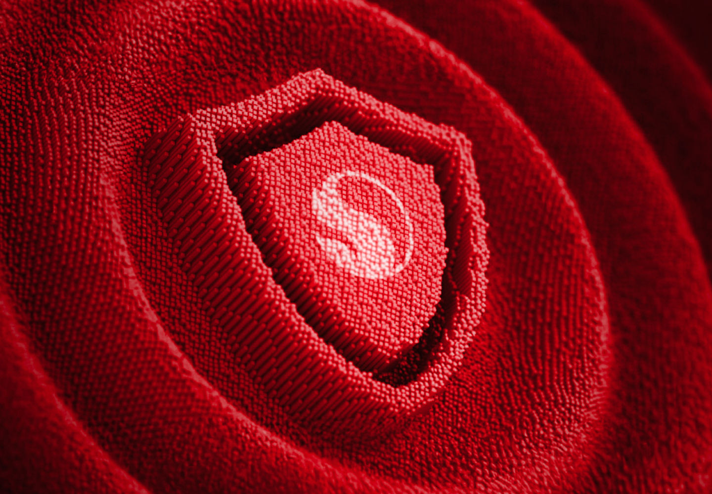 Snapdragon Guardian shield emblem on textured crimson fabric